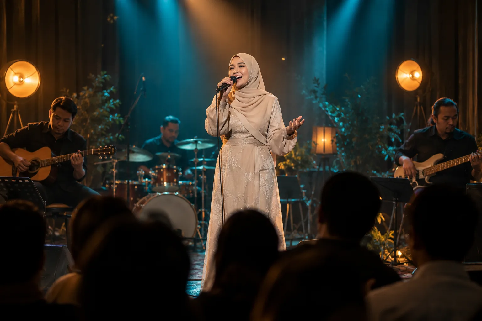 Pemuzik membuat persembahan di pentas konsert