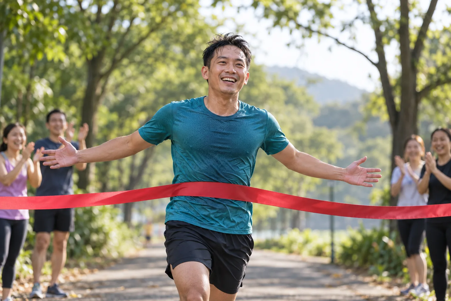 Runner crossing the finish line at an endurance event