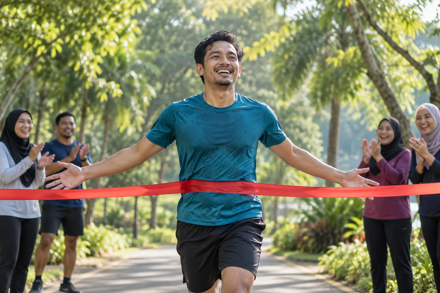 Pelari melintasi garisan penamat dalam acara ketahanan
