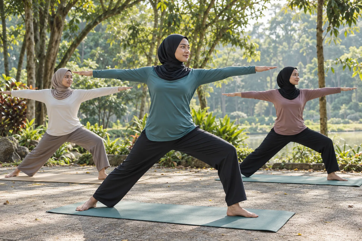 Peserta melakukan yoga dalam acara kecergasan komuniti