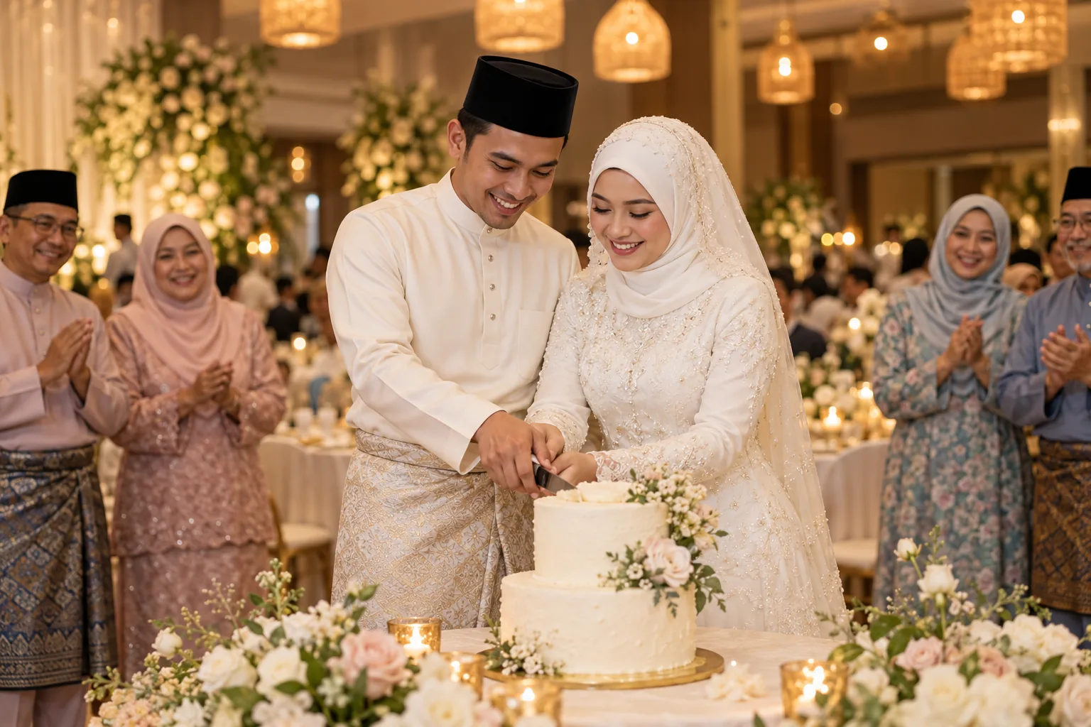 Pasangan pengantin meraikan resepsi bersama tetamu