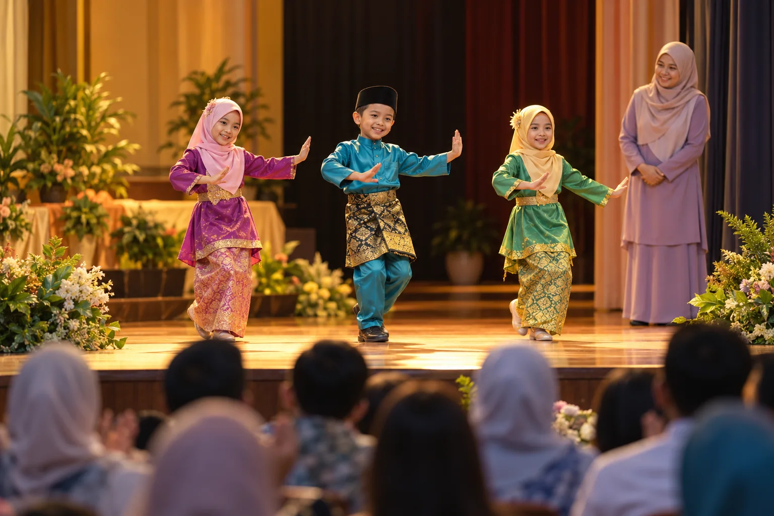 Murid membuat persembahan dalam acara sekolah