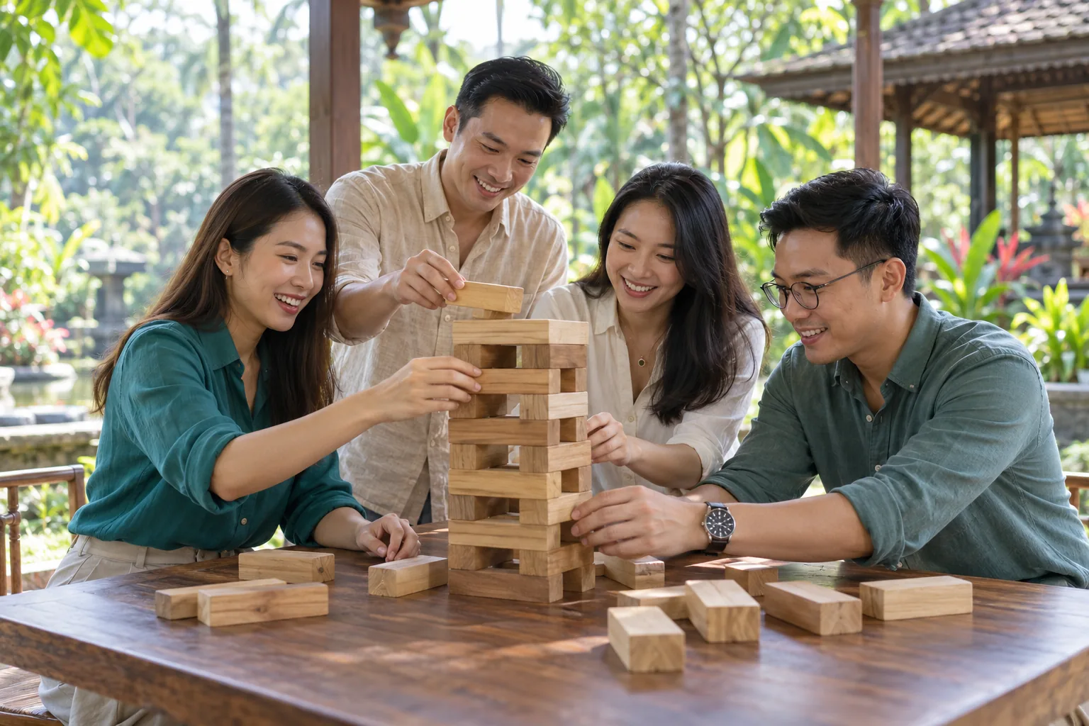 Colleagues taking part in an outdoor team activity